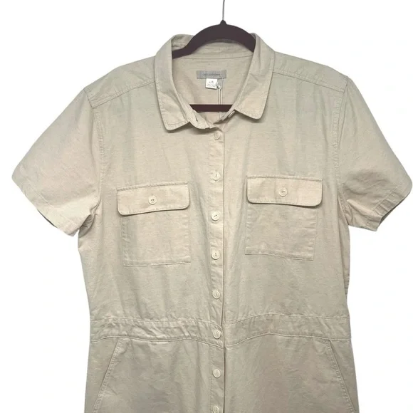 Outerknown NWT S.E.A. Organic Cotton Linen Natural Coveralls Jumpsuit Women’s XL - Picture 7 of 16